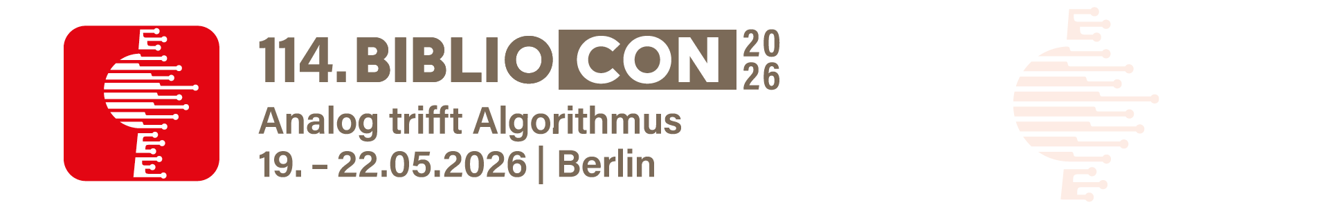 114. BiblioCon 2026 - Analog trifft Algorithmaus - vom 19. bis 22. Mai 2026 in Berlin